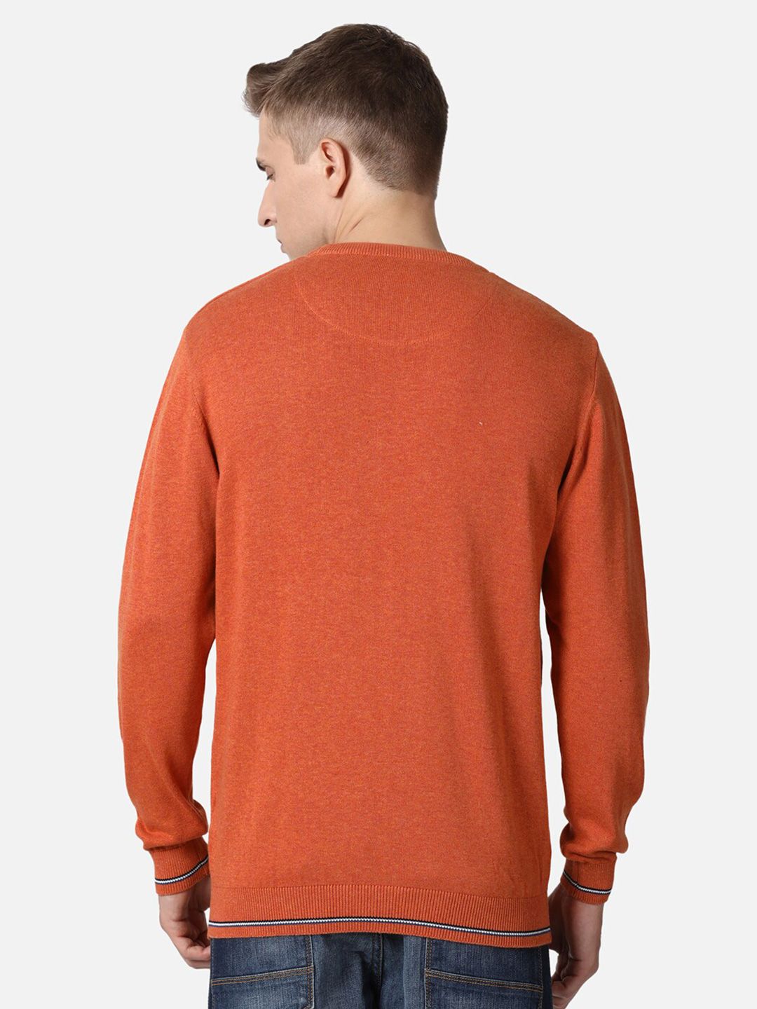 T-Base Men Rust Solid Cotton Pullover