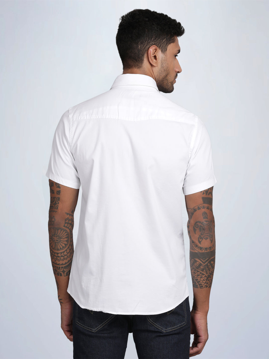 HALF SLEEVE COTTON DOBBY STRETCH SHIRT