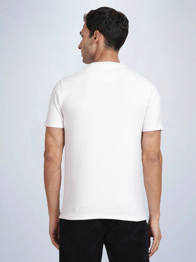 Half Sleeve Broken White Henley T-Shirt