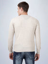 V Neck Lambswool Ecru Full Sleeve Pullover