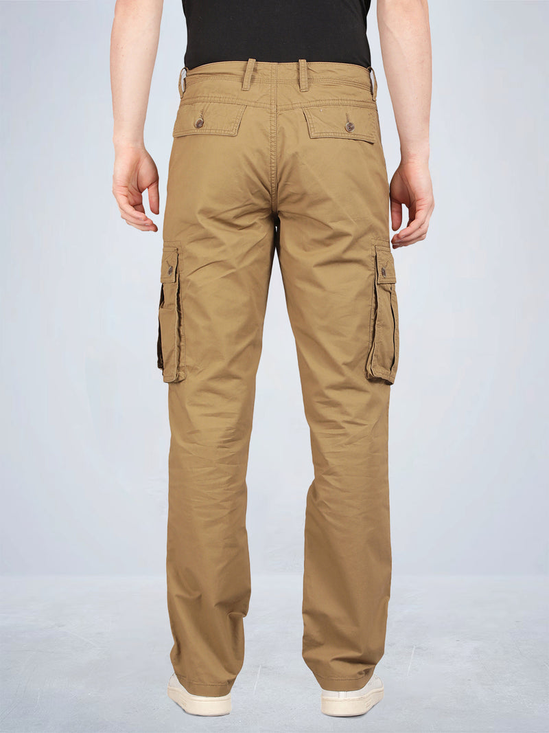 Tan Solid Cargo Pants