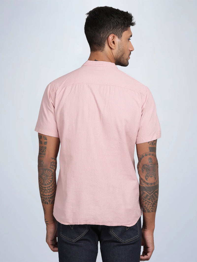 Half Sleeve Dusty Rose Cotton Kurta Linen Shirt