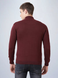 High Neck Wine Full Sleeve Pullover