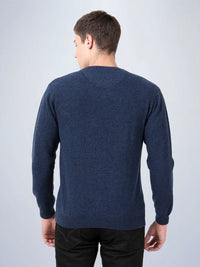 V Neck Lambswool Deep Indigo Full Sleeve Pullover