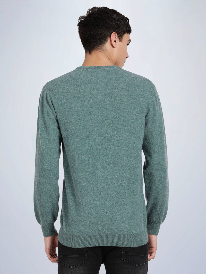 V Neck Lambswool Porcelain Full Sleeve Pullover