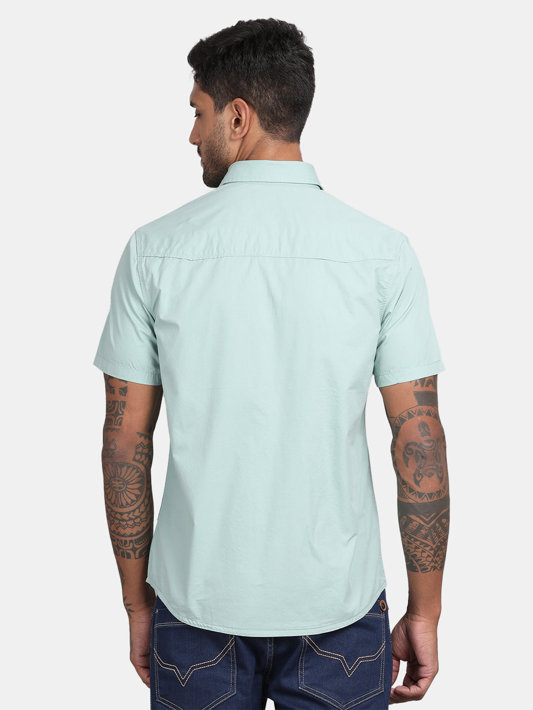 HALF SLEEVE COTTON TWILL SHIRT