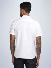 Half Sleeve White Cotton Kurta Linen Shirt