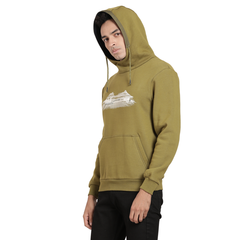 T-Base Typography Printed Hooded Neck Cotton Pullover Sweatshirt