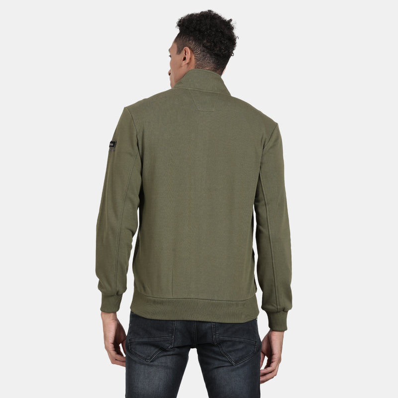 T-Base High Collar Front Open Sweatshirt