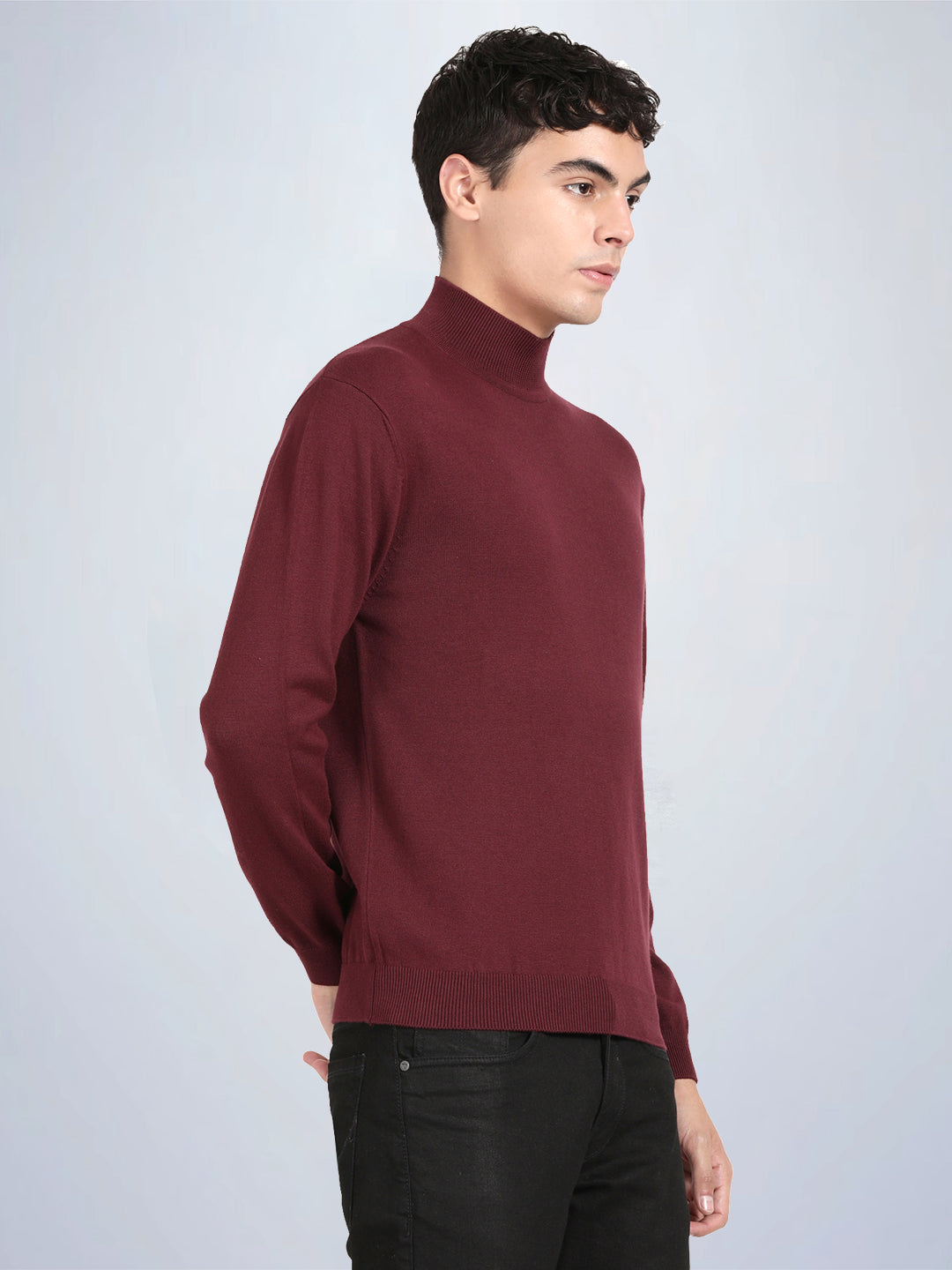 High Neck Port Wine Full Sleeve Pullover