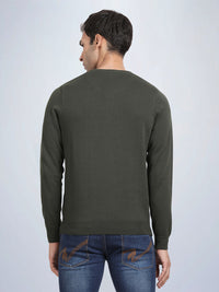 V Neck Rifle Green Full Sleeve Pullover