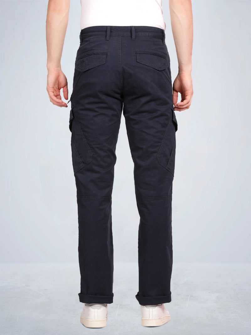 Navy Solid Cargo Pants