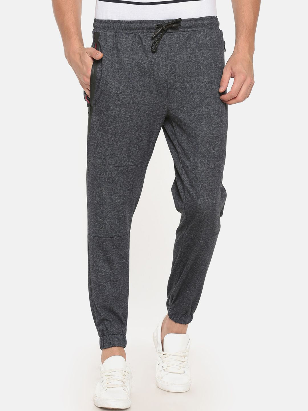 T-Base Men Grey Solid Regular-Fit Joggers