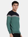 Crew Neck Full Sleeve Alpine Green Color Blocked Pullover