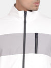 T-Base Colourblocked Mock Collar Front-Open Sweatshirt