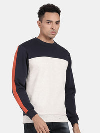 T-Base Round Neck Colourblocked Pullover Sweatshirt