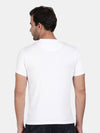 T-Base Men Off White Solid Slim Fit Cotton T-Shirt