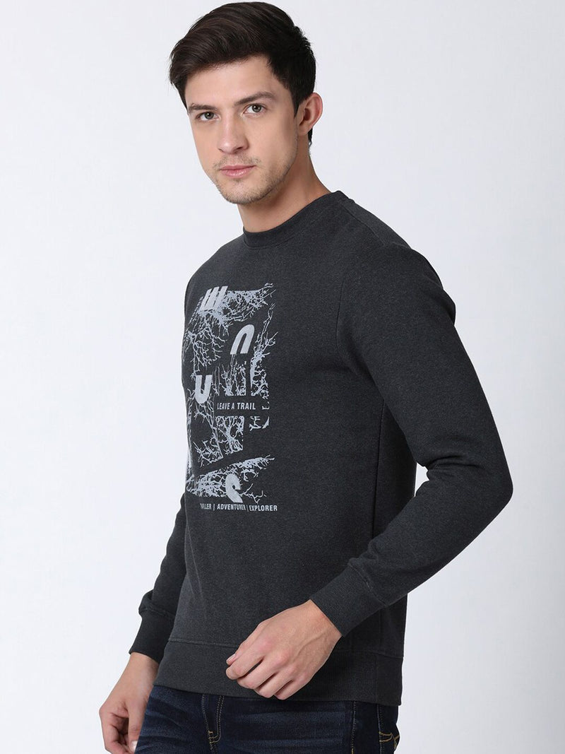 T-Base Men Grey Printed Sweatshirt