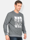 T-Base Men Grey Printed Sweatshirt