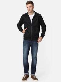 T-Base Men Black Front-Open Sweatshirt