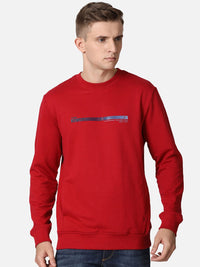 T-Base Men Red Solid Sweatshirt