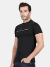 T-Base Men Black Printed Slim Fit Cotton T-Shirt