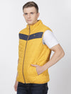 t-base Men Mustard Yellow & Navy Solid Insulator Puffer Jacket