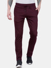 T-Base Men Burgundy Solid Cotton Track Pant