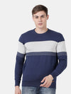 T-Base Men Blue & White Striped Pullover