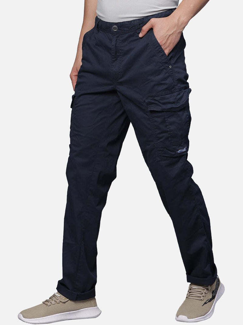 T-Base Men Navy Blue Cargos Trousers