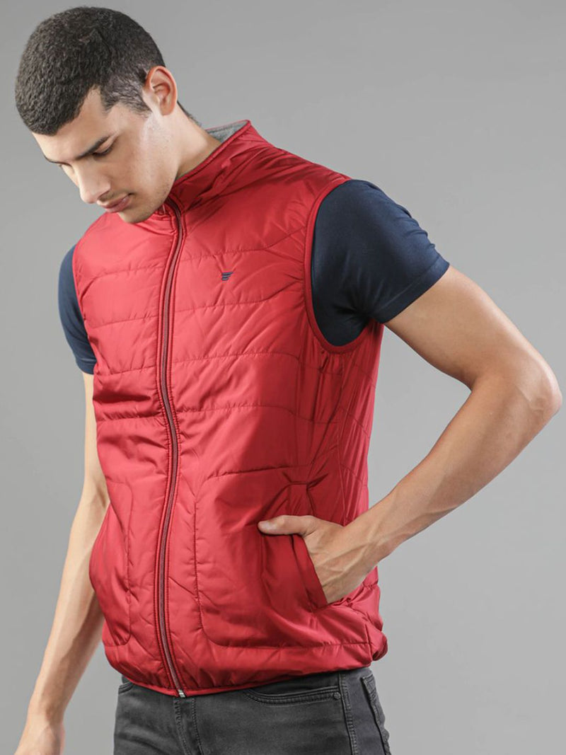 t-base Men Red Windcheater Padded Jacket