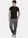 T-Base Men Mid-Rise Flat-Front Plain Drawstring Cotton Cargos Jogger