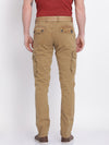 T-Base Men Khaki Brown Tapered Fit Solid Cargos