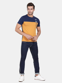 T-Base Men Yellow & Impala Colourblocked T-Shirt