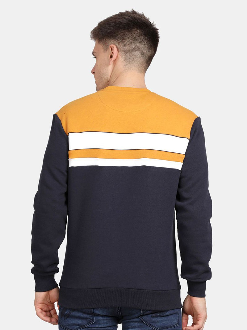 T-Base Men Round Neck Colourblocked Sweatshirt