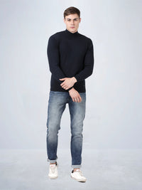 High Neck Navy Full Sleeve Pullover