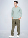 V Neck Pista Melange  Full Sleeve Pullover