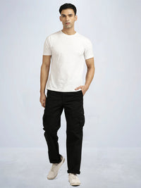 Black Solid Cargo Pants