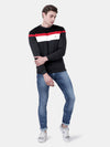 T-Base Men Black Striped Sweatshirt