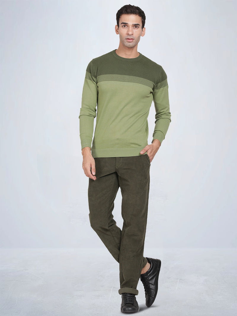 Lt Olive Corduroy Stretch Chino Pants