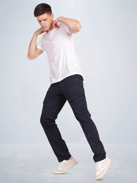 Navy Solid Cargo Pants