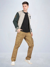 Tan Solid Cargo Pants