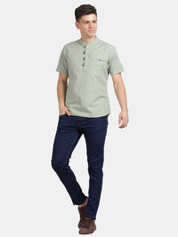 Half Sleeve Airforce Cotton Kurta Linen Shirt