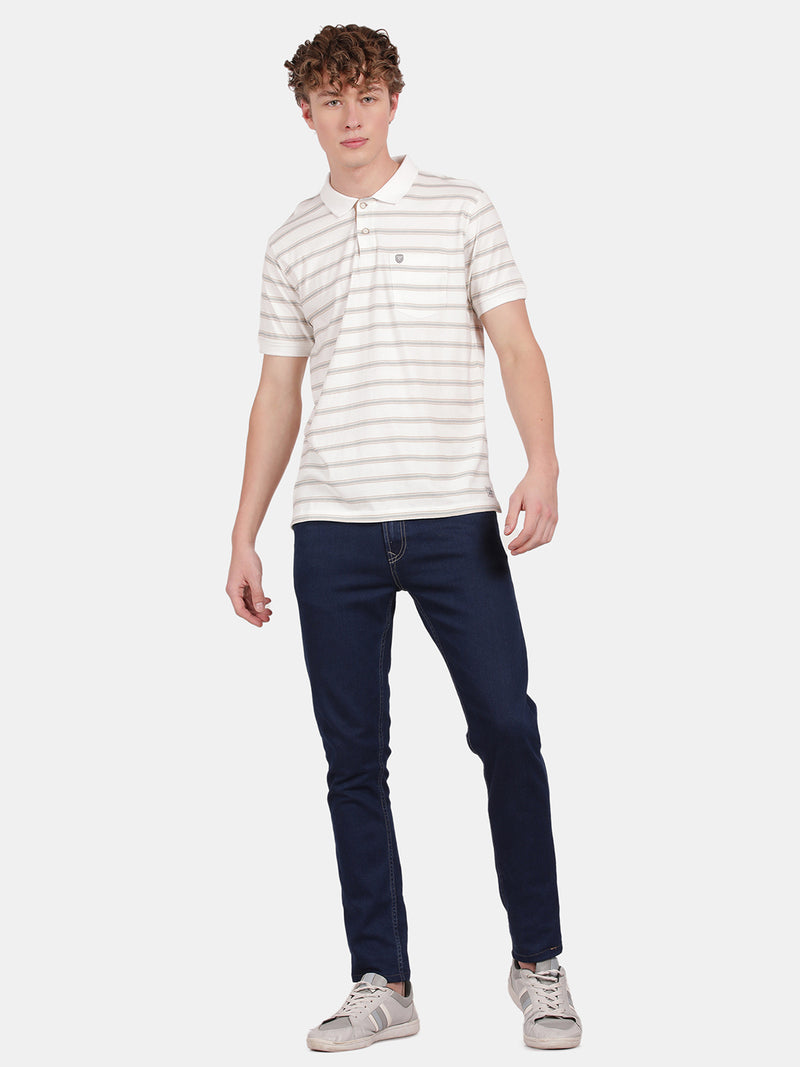 STRIPER POLO COLLAR T-SHIRT