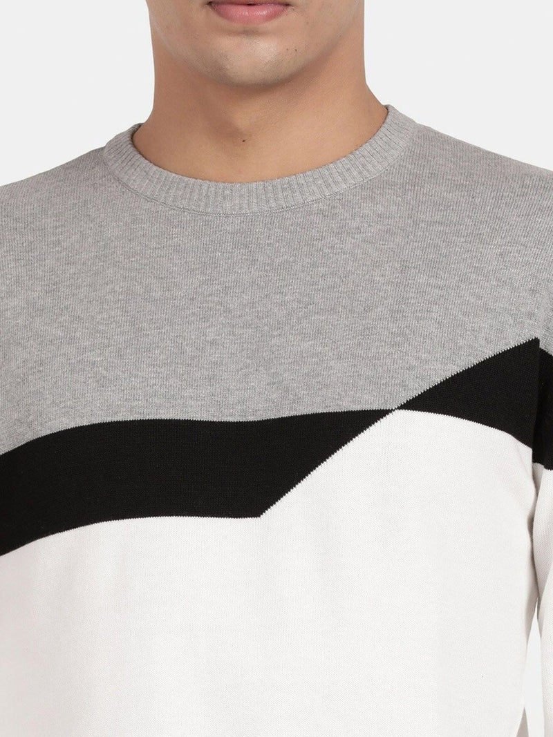 T-Base Colourblocked Cotton Pullover Sweater