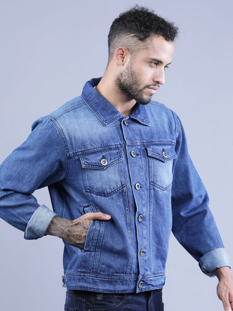 t-base Men Washed Denim Jacket