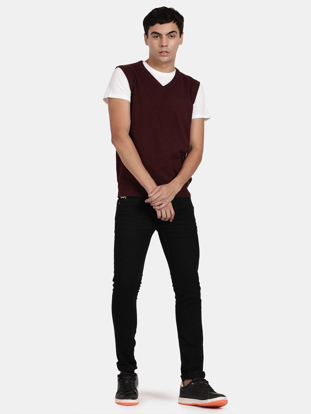 T-Base V-Neck Sleeveless Cotton Sweater Vest