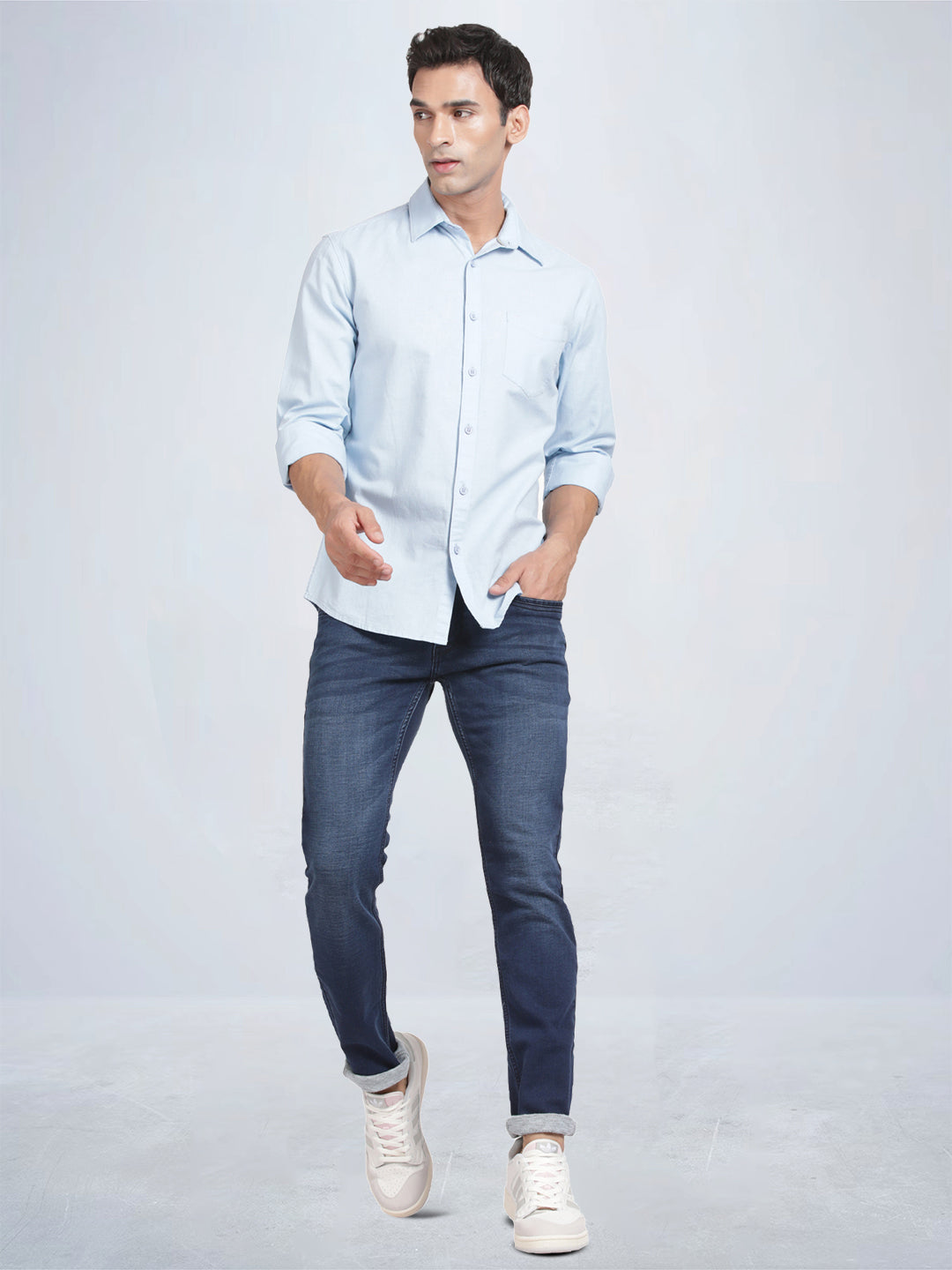 Full Sleeve Sky Blue Cotton Linen Shirt