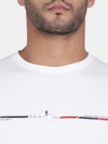 T-Base Men Off White Solid Slim Fit Cotton T-Shirt