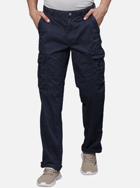 T-Base Men Navy Blue Cargos Trousers